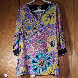 Bob Mackie Wearable Art silk top, size XL